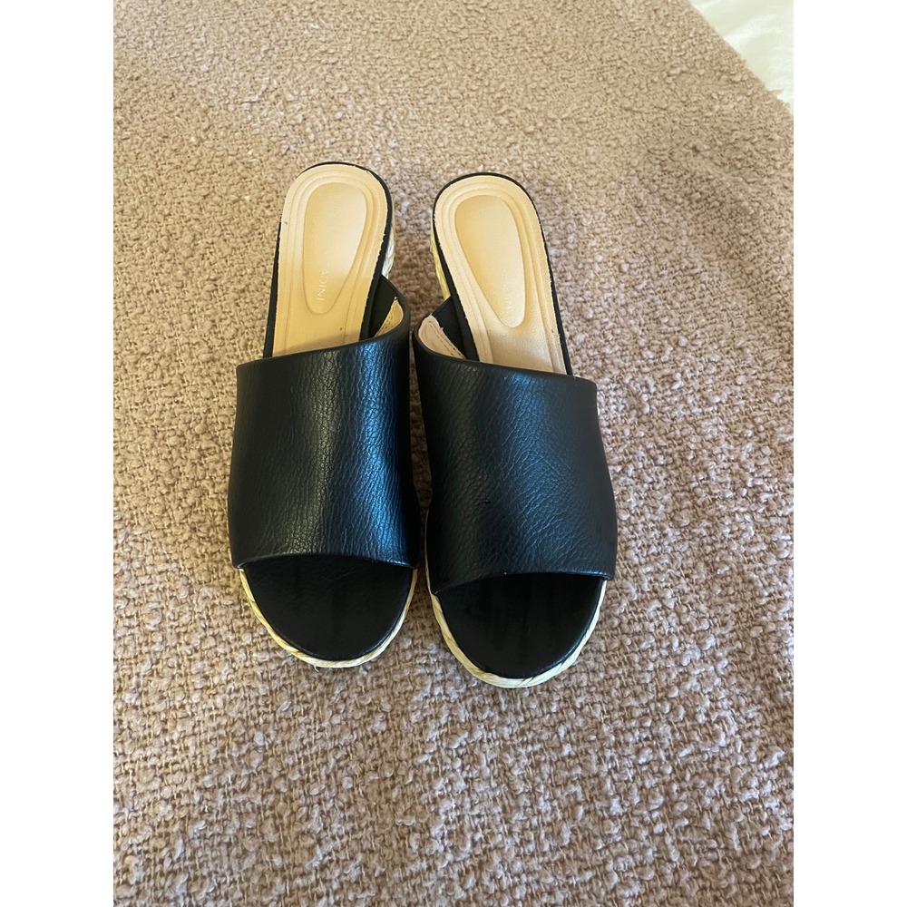 Adrienne Vittadini Wedge Sandals Women 9 Black New Never Worn Espadrille Slide